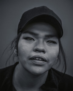 A portrait photograph of a homeless woman in Regina, Saskatchewan