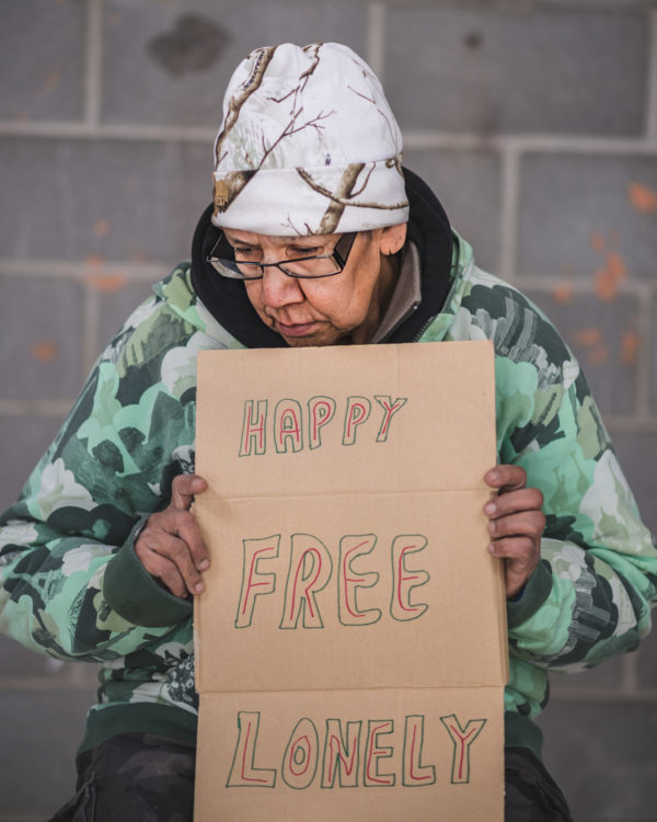 A portrait of a homeless woman in Regina, Saskatchewan