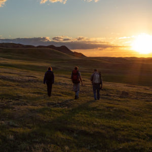 Photography workshop leader Scott Aspinall and two workshop students at a landscape photography workshop in Grasslands National Park