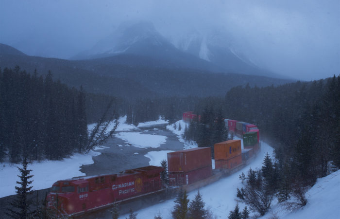 Landscape Photography in the Canadian Rockies of Morant's Curve. Taken during an Arpan Das workshop.