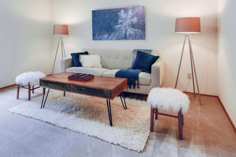 Fine art nature photography print in a small cozy living room