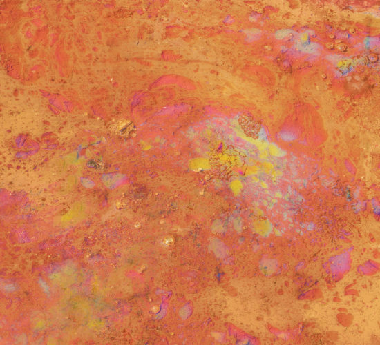 An abstract photograph of natural oils in a pool at the Paint Pots in Kootenay National Park