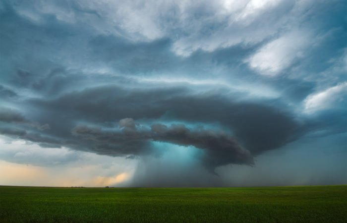 A supercell thunderstorm near Central Butte, Saskatchewan