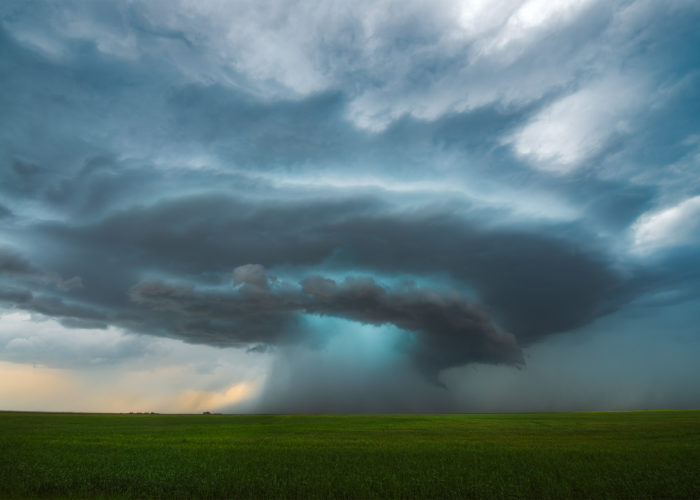 A supercell thunderstorm near Central Butte, Saskatchewan