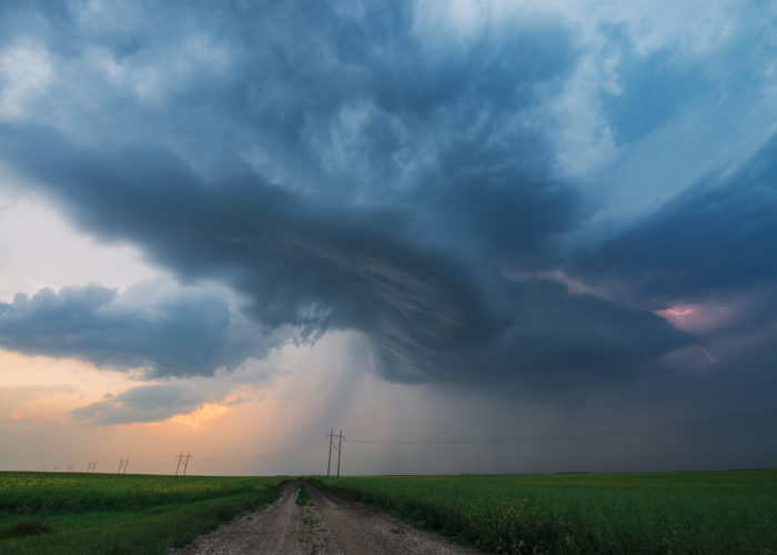 Storm photography of a supercell thunderstorm on the Canadian Prairies