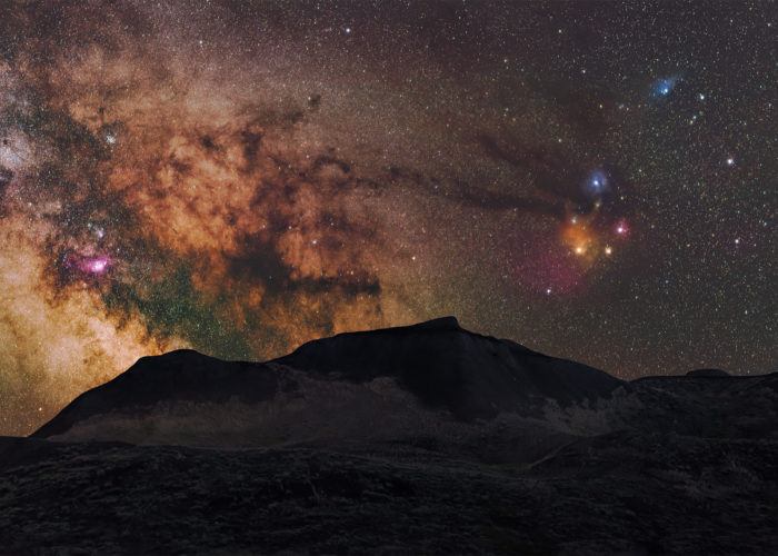 Night photography of the Three Sisters in Grasslands National Park
