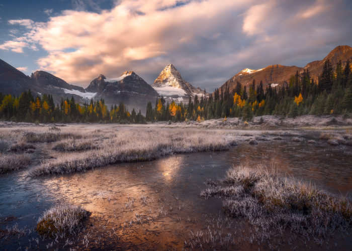 A landscape photograph of the iconic Mt Assiniboine in Mt Assiniboine Provincial Park