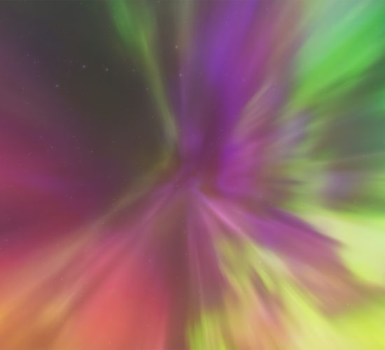 An aurora borealis explosion overhead called carona