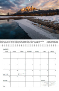 A sample page from a landscape photography calendar