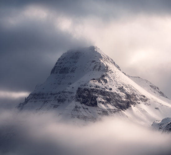 An intimate landscape photograph of Bow Peak in Banff National Park