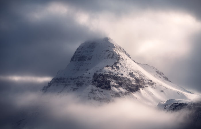 An intimate landscape photograph of Bow Peak in Banff National Park