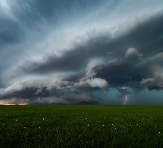 Storm Photography of a supercell thunderstorm with lightning as part of a storm chasing tour