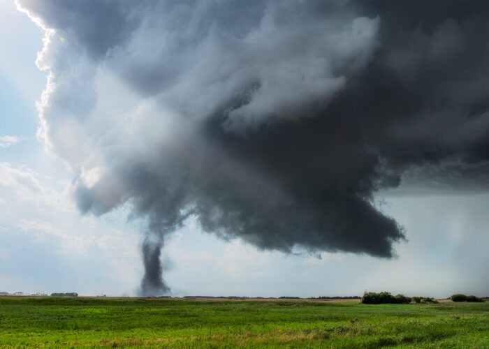 A storm photograph of an EF-2 tornado near Frobisher, Saskatchewan on June 19, 2025