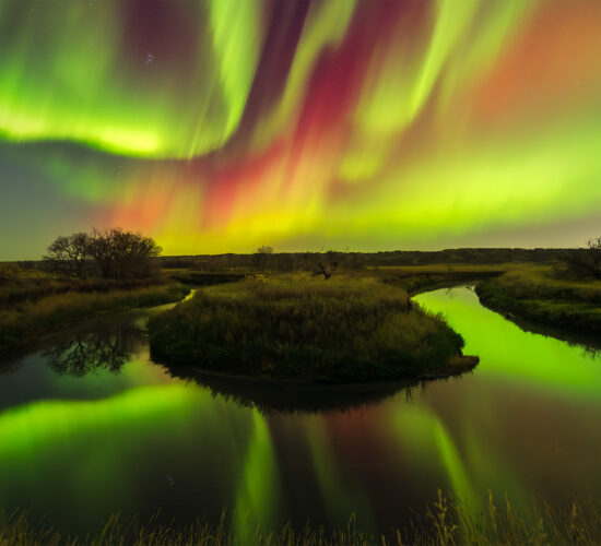 A night photograph of Aurora Borealis in Sasktchewan from October 11