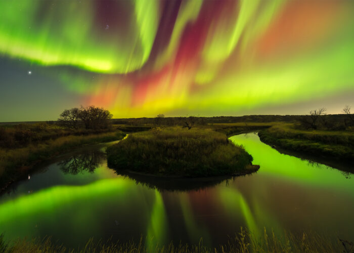 A night photograph of Aurora Borealis in Sasktchewan from October 11