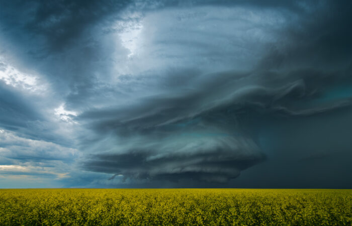 A storm photograph of the structure of the Radville, SK storm on July 3, 2026