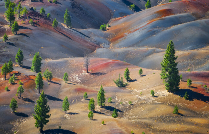An intimate landscape photograph of the Painted Dunes from Lassen Volcanic Park